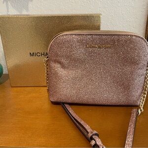 Michael Kors Rose Gold Glitter Crossbody Bag